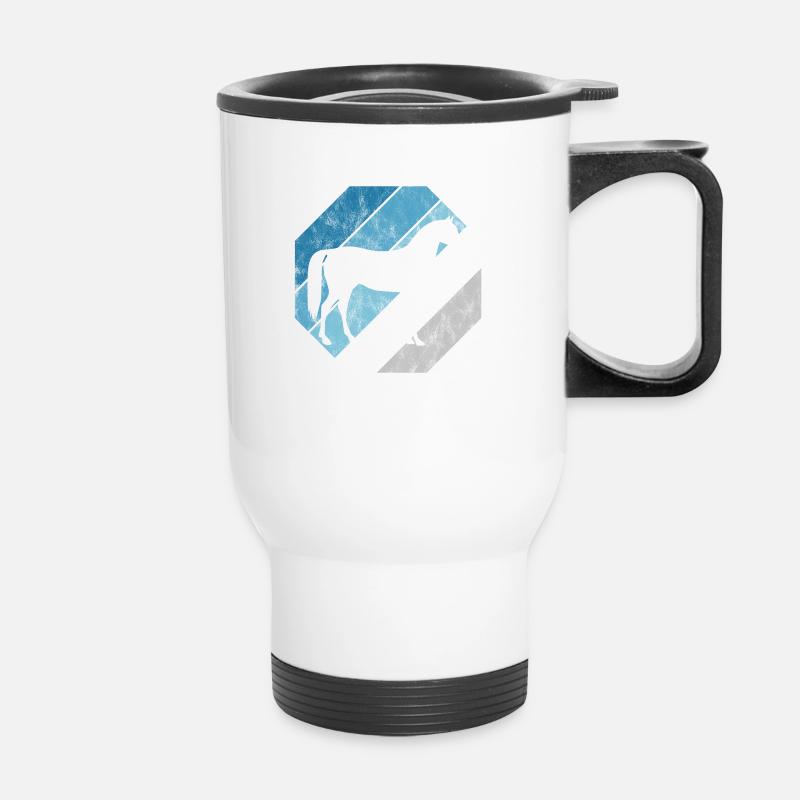 Horse Equestrian Equestrian Pony Riding Horses Retro - Thermal mug with handle - white