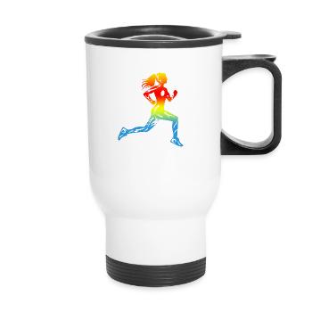 Coureurs En cours Fille De Tatouage Design Cadeau - Tasse isotherme avec poignée - blanc - Devant