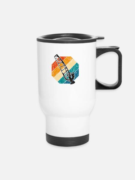 Windsurfing Retro Surfing Windsurfer Windsurfing - Thermal mug with handle - white