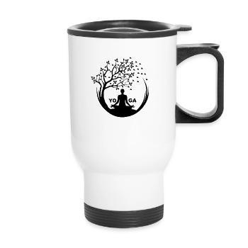 t-shirt yoga cadeau namaste - Tasse isotherme avec poignée - blanc - Devant