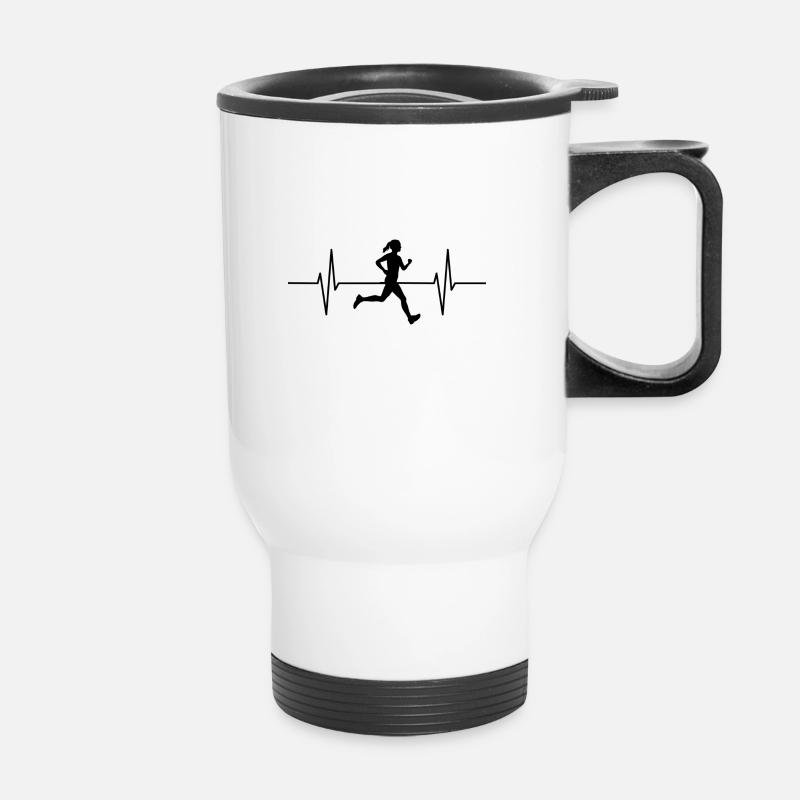Heartbeat runner - Thermal mug with handle - white