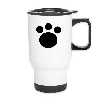Patte d’animal noir - empreinte de patte - amoureux des animaux - Tasse isotherme avec poignée - blanc - Devant
