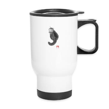 main coon cat - Thermal mug with handle - white - Front