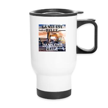 LA VIE EST BELLE, DANS UNE PELLE - PELLEUR PRO - Tasse isotherme avec poignée - blanc - Devant