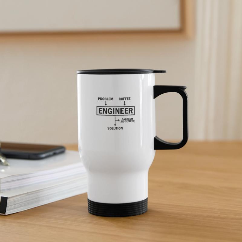 Problem Engineer Coffee Solution Sarcasm Thermal mug with handle