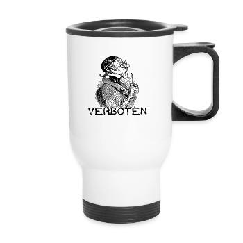 VERBOTEN Wilhelm Busch Lehrer Lämpel - Thermobecher mit Tragegriff - Weiß - Vorne