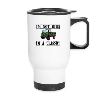 Je ne suis pas vieux - Je suis un classique / Unimog - Tasse isotherme avec poignée - blanc - Devant