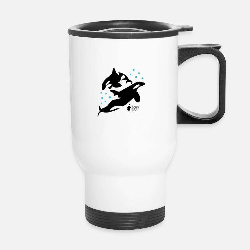 Orcas in the sea - Thermal mug with handle - white