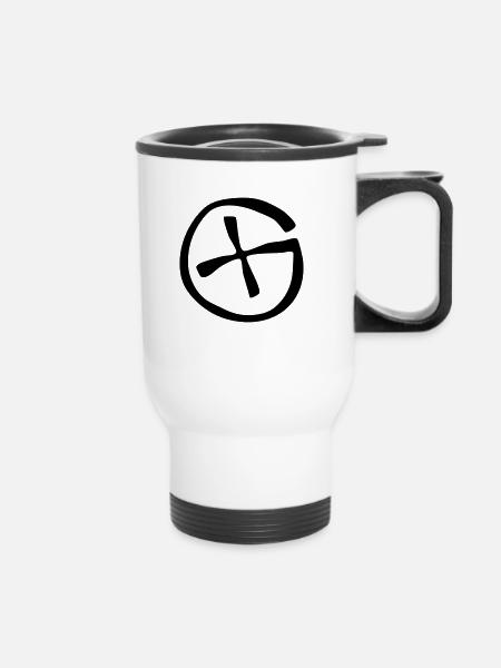 Geocaching, Logo - Thermobecher mit Tragegriff - Weiß