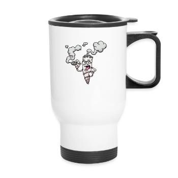 Marijuana Caractère conjoint Fumer un joint - Tasse isotherme avec poignée - blanc - Devant