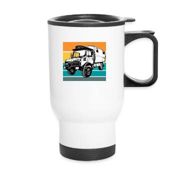 Camping - Unimog - Sunset - Oldtimer - Thermal mug with handle - white - Front