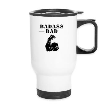 BADASS DAD Statement Quote - Thermal mug with handle - white - Front