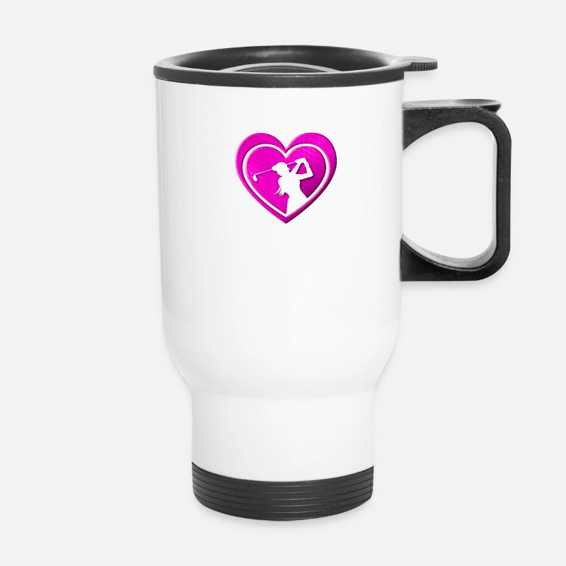 I love GOLF - Golfdesign für Golferinnen 3 - Thermobecher mit Tragegriff - Weiß