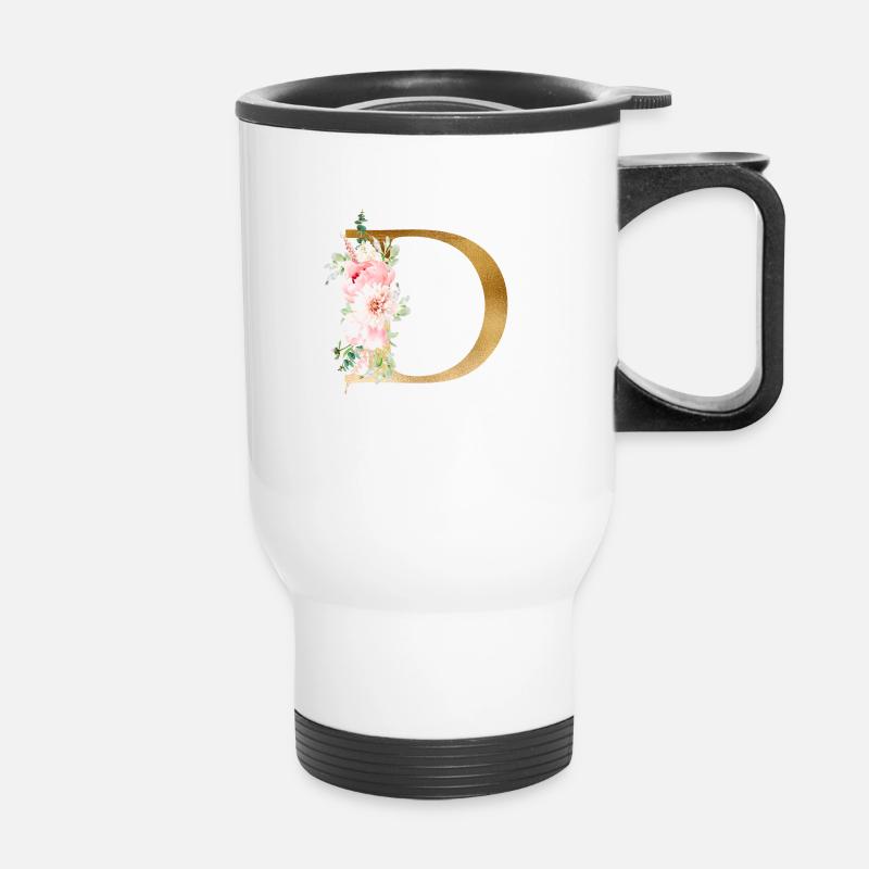 Botany Floral Monogram D - Thermal mug with handle - white
