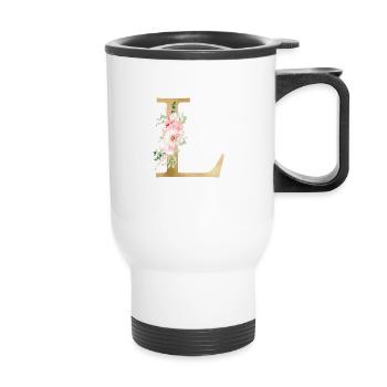 Botanik Floral Monogramm L - Thermobecher mit Tragegriff - Weiß - Vorne