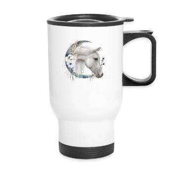 Horse motif Boho - Thermal mug with handle - white - Front