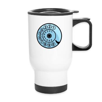 Dial Vintage Phone Call Retro Technology - Thermal mug with handle - white - Front