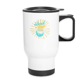 Logo de la plage - Tasse isotherme avec poignée - blanc - Devant