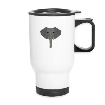 Eléphant géométrique - Tasse isotherme avec poignée - blanc - Devant