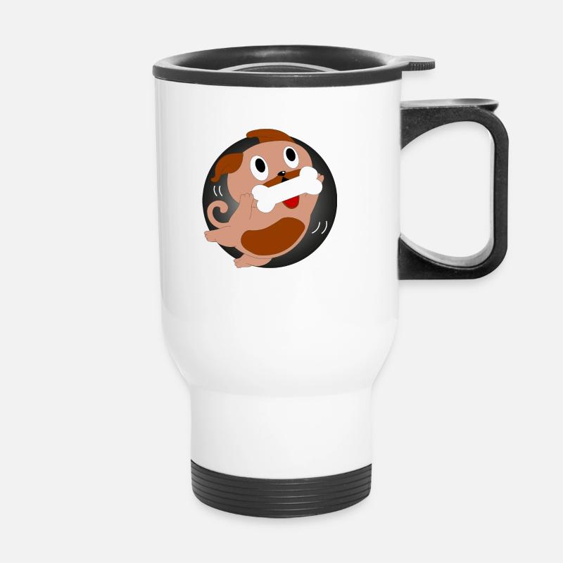 Dog With Bone - Thermal mug with handle - white