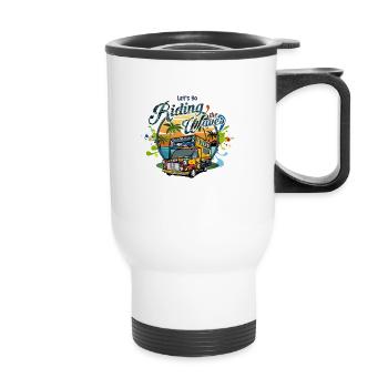 Allons surfer sur les vagues Hippie Camping Design - Tasse isotherme avec poignée - blanc - Devant