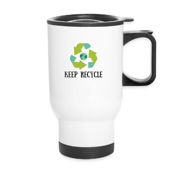 Continuer à recycler - Tasse isotherme avec poignée - blanc - Devant