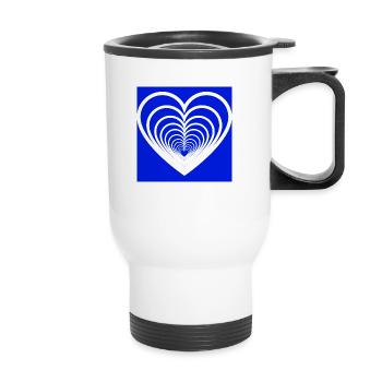 Cœurs Mêlés Bleu - Tasse isotherme avec poignée - blanc - Devant