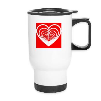 Cœurs Mêlés Rouge - Tasse isotherme avec poignée - blanc - Devant