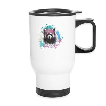 Roter panda ,Graffiti, Malerei,pandabär, bär, bunt - Thermobecher mit Tragegriff - Weiß - Vorne