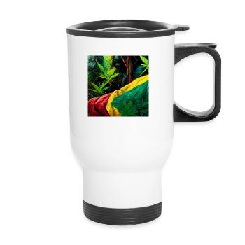 Rastafari smoking weed in the jungle AI painting - Thermal mug with handle - white - Front
