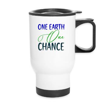 Une Terre, une chance - Tasse isotherme avec poignée - blanc - Devant