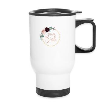 Équipe Bride! Bouquet de fleurs personnalisable - Tasse isotherme avec poignée - blanc - Devant