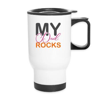 Mon père rocks - Tasse isotherme avec poignée - blanc - Devant