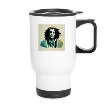 Peinture à croquis rastafari - Tasse isotherme avec poignée - blanc - Devant