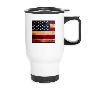 American flag logo - Thermal mug with handle - white - Front