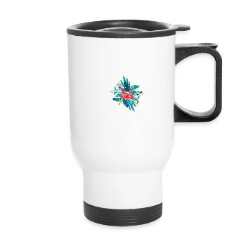lettre V fleuris - Tasse isotherme avec poignée - blanc - Devant