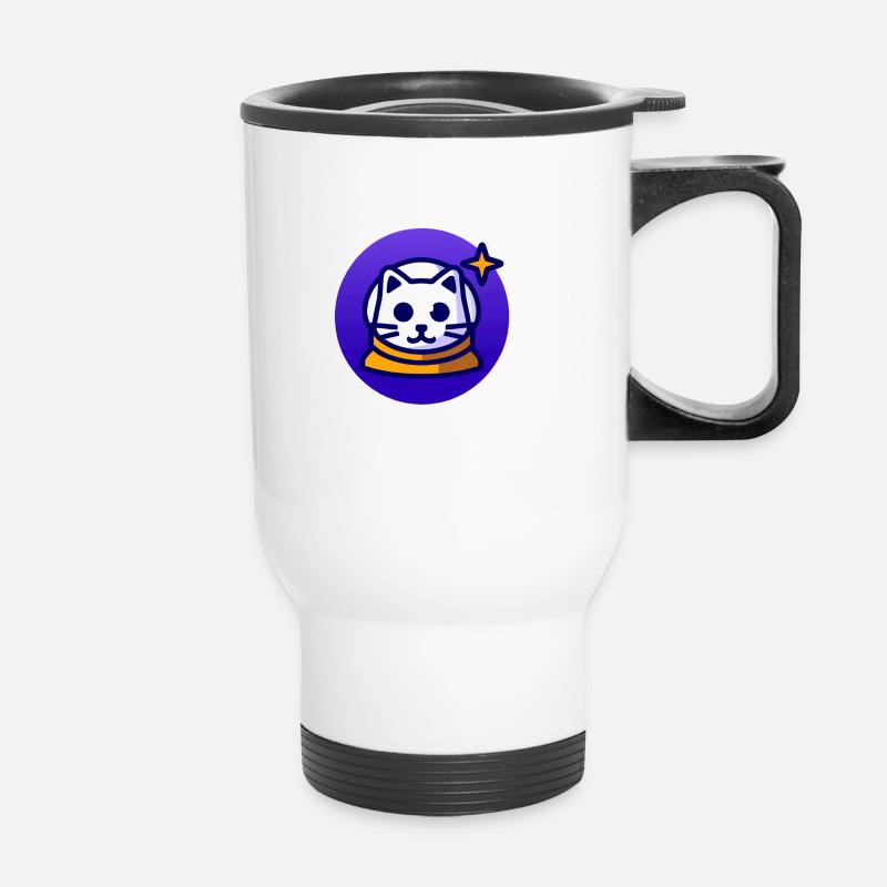 Katztenastronaut - Thermobecher mit Tragegriff - Weiß