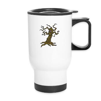 arbre d’Halloween - Tasse isotherme avec poignée - blanc - Devant