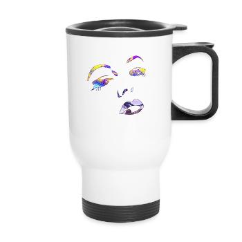 women face face love - Thermal mug with handle - white - Front