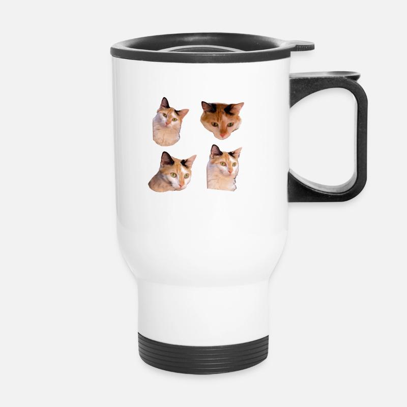 Kitties Katze Cool und süß Aufkleber Pack - Thermobecher mit Tragegriff - Weiß