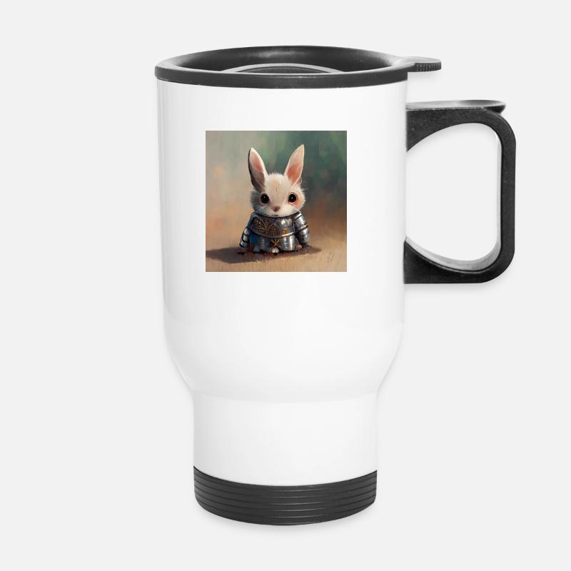 Cute Rabbit Knight 2 Hase - Thermal mug with handle - white