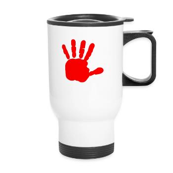 Main rouge - main de sang - BLOODY HAND - Tasse isotherme avec poignée - blanc - Devant