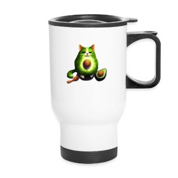 Avocado Cat - Thermobecher mit Tragegriff - Weiß - Vorne