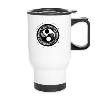 Yin Yang Signe Symbole Paix Bonheur Vecteur 9 - Tasse isotherme avec poignée - blanc - Devant