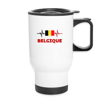 belgique Football 2022 belgique Heartbeat belgique - Tasse isotherme avec poignée - blanc - Devant