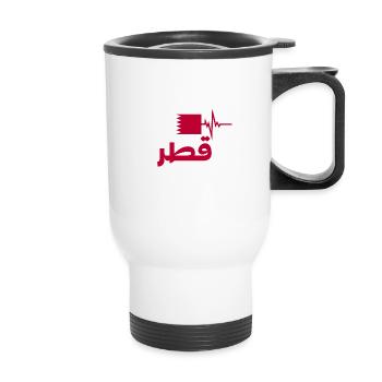 Qatar Football 2022 heartbeat Qatar - Thermal mug with handle - white - Front