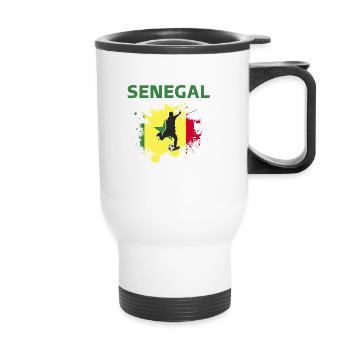 Senegal Fußball 2022 Senegalesischer Fußballfan - Thermobecher mit Tragegriff - Weiß - Vorne