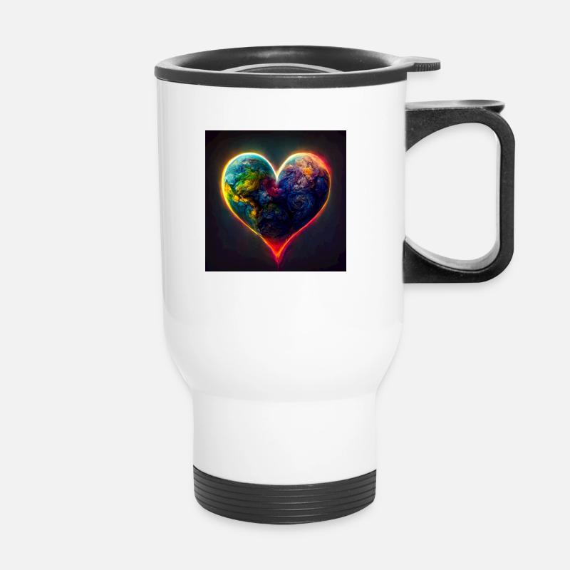 Love our Earth - Thermobecher mit Tragegriff - Weiß