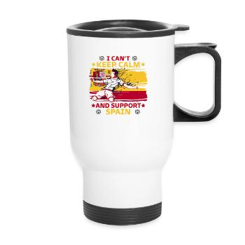 rester calme et soutenir l'Espagne - Tasse isotherme avec poignée - blanc - Devant