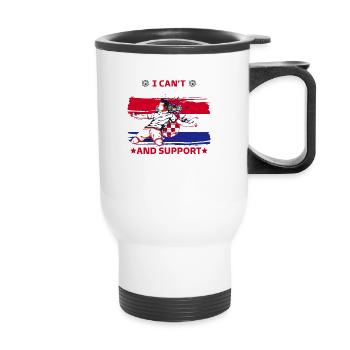 rester calme et soutenir la croatie - Tasse isotherme avec poignée - blanc - Devant